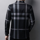 Camisa Masculina de Seda Casual Xadrez